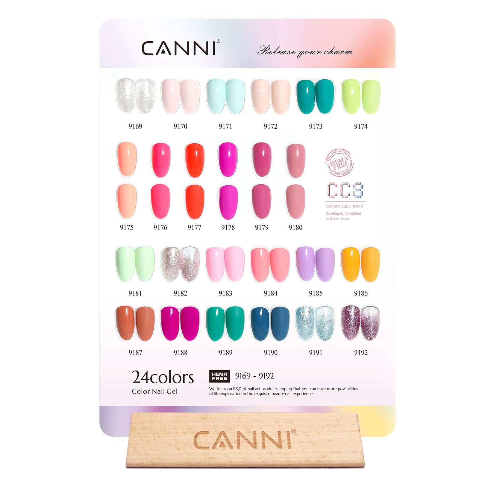CANNI color bottles arranged to display true shades for quick choice