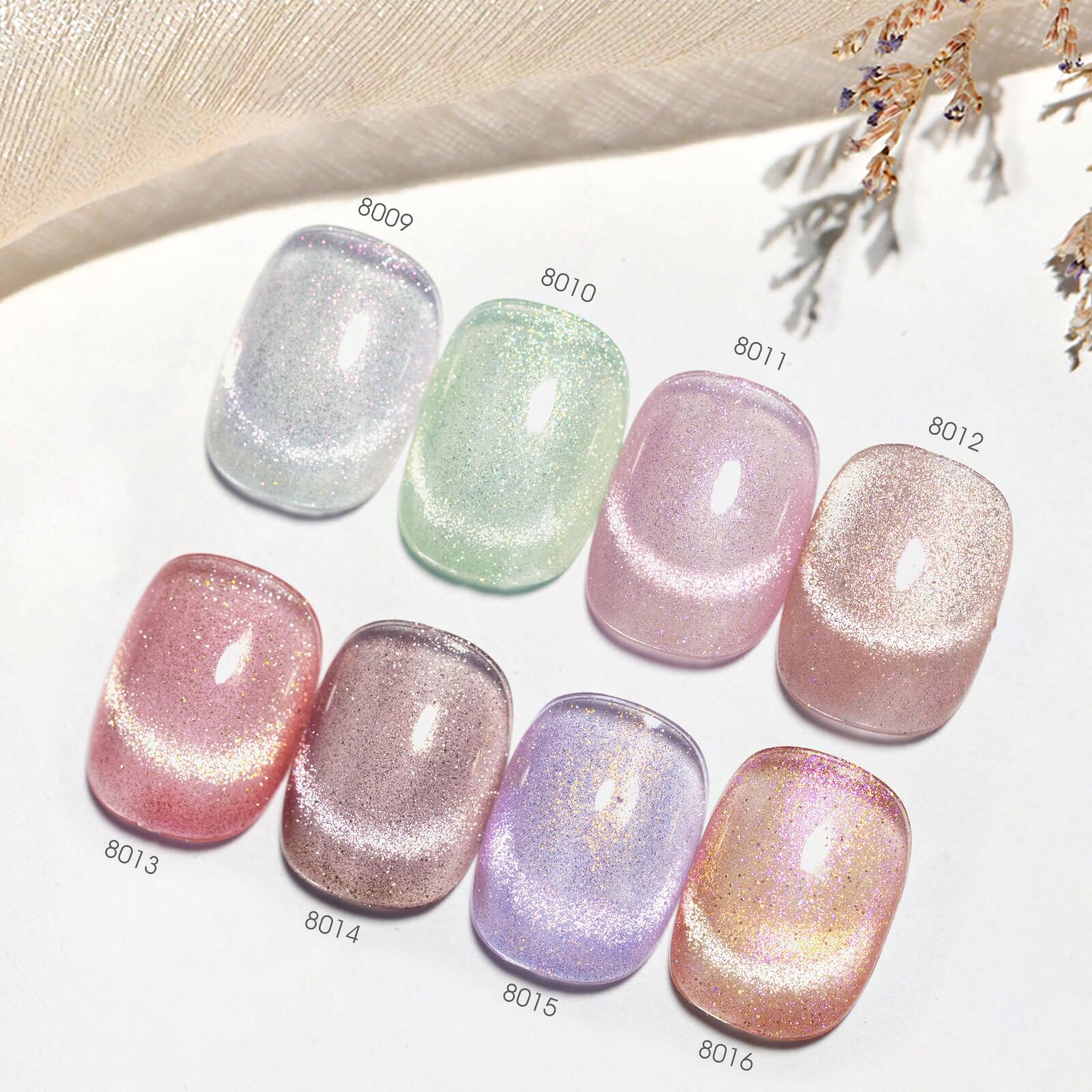 CANNI close-up of magnetic cat-eye stripe creating reflective nail depth