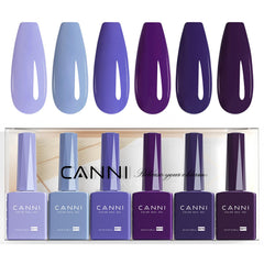 CANNI front packaging showing six purple gel bottles and clear color ID