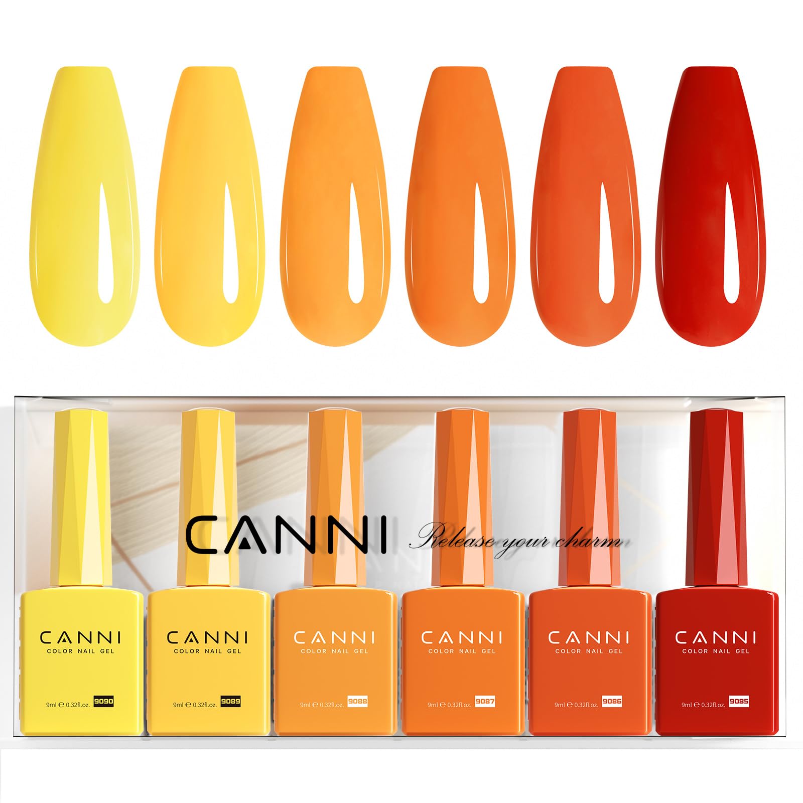 CANNI front packaging showing six autumn gel colors and neat box presentation
