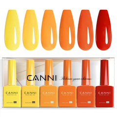 CANNI front packaging showing six autumn gel colors and neat box presentation