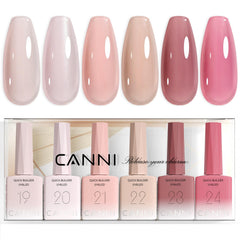 CANNI front packaging shows six jelly pink bottles and set benefit