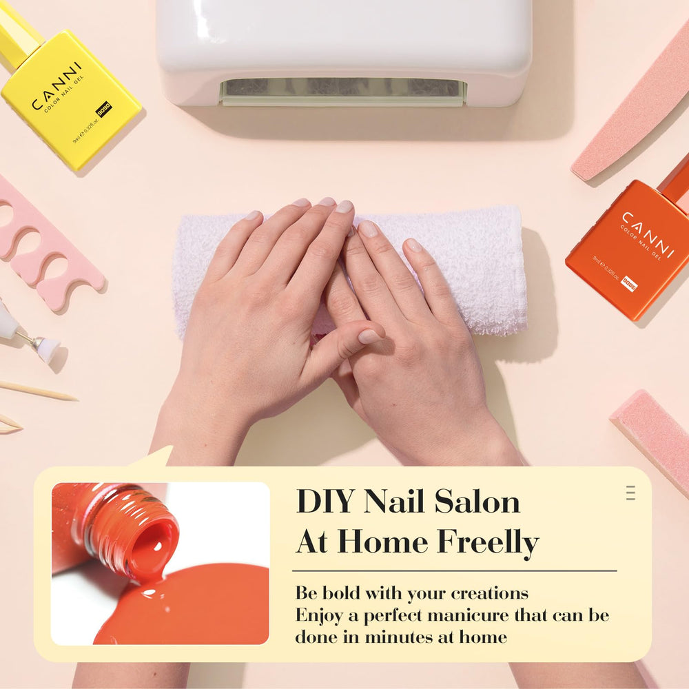 CANNI hands with finished manicure illustrating glossy finish and seasonal style