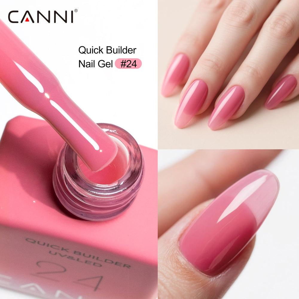 CANNI lifestyle shot of hands at desk showcasing long-lasting glossy nails