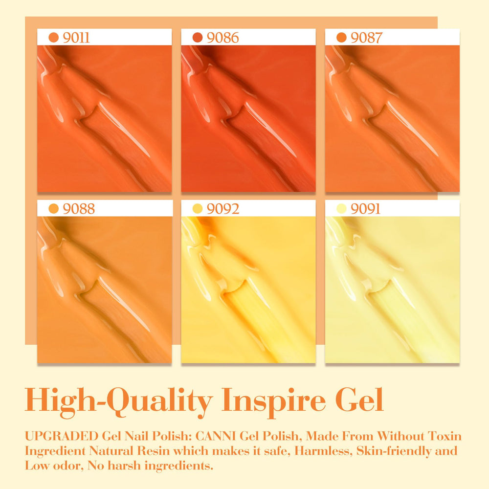 CANNI salon-style manicure on model using orange shades for professional-looking results