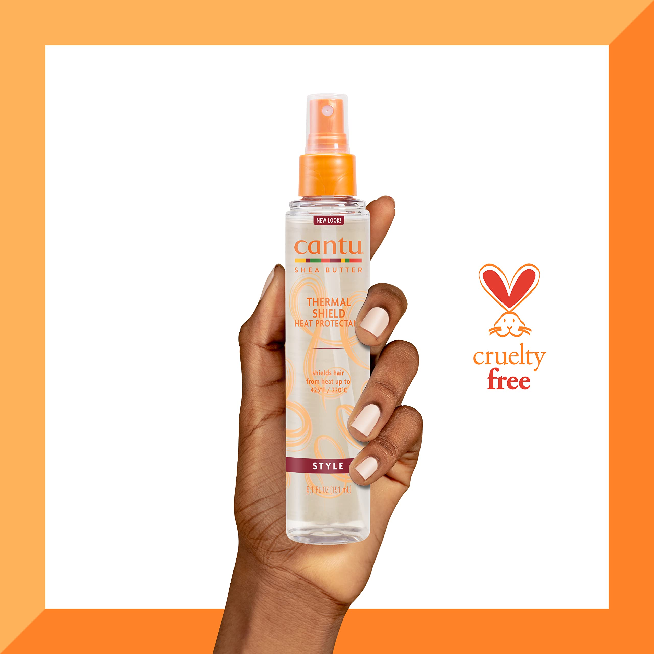 Cantu being sprayed on damp hair to protect and nourish before styling