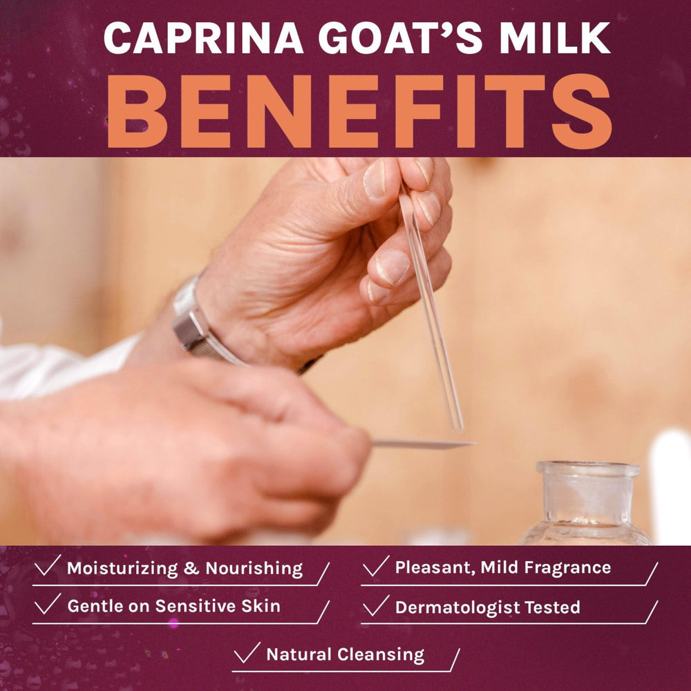 Caprina soap lather on hand demonstrating gentle cleansing benefit
