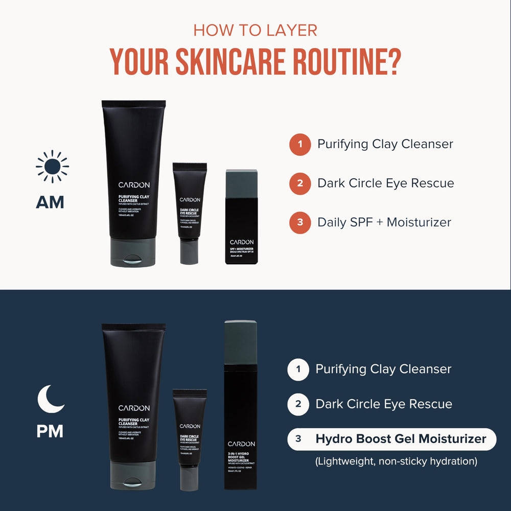 Cardon night routine lifestyle shot showing hydrated skin and relaxed grooming habit