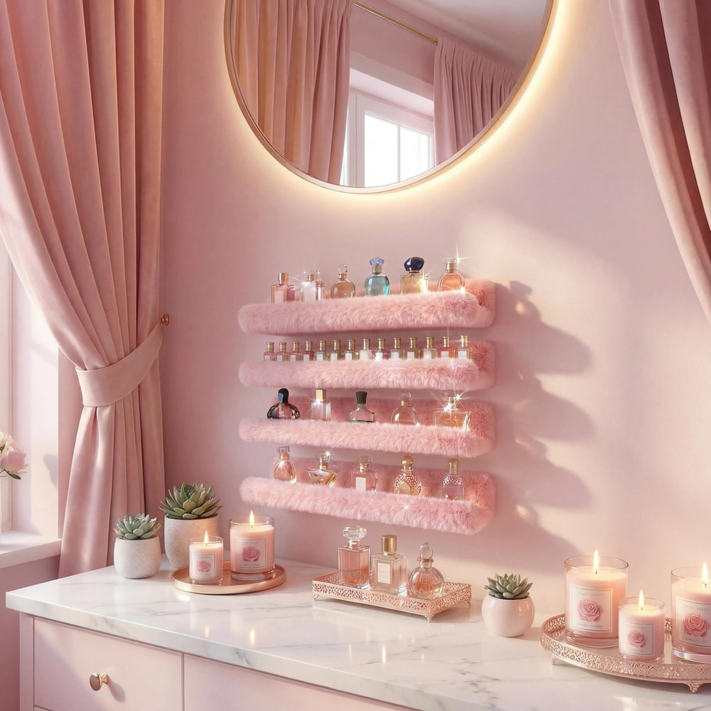 Care&More YJ mounted above vanity showing styling use and space-saving benefit