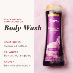 Close-up of Caress label and pump demonstrating easy dispensing benefit