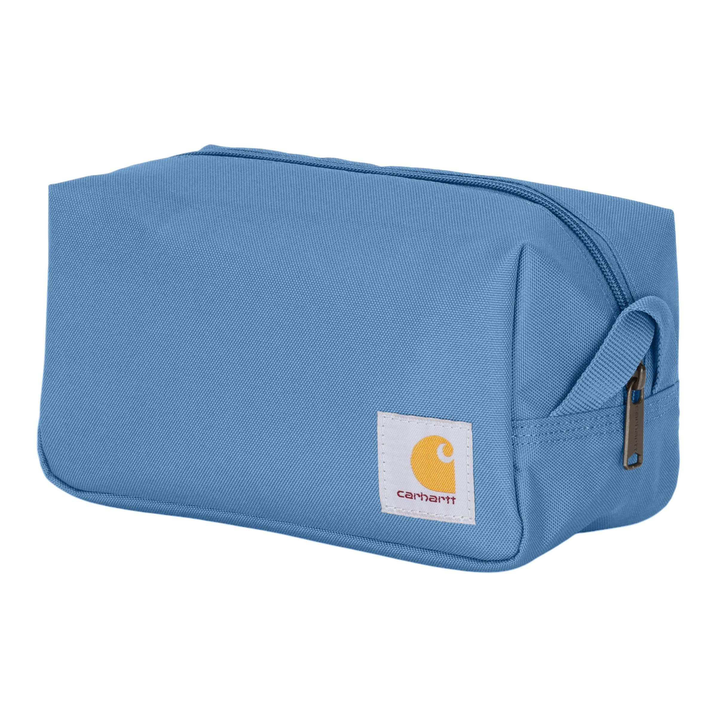 Carhartt travel kit front view in workwear blue showing durable silhouette and tidy appearance