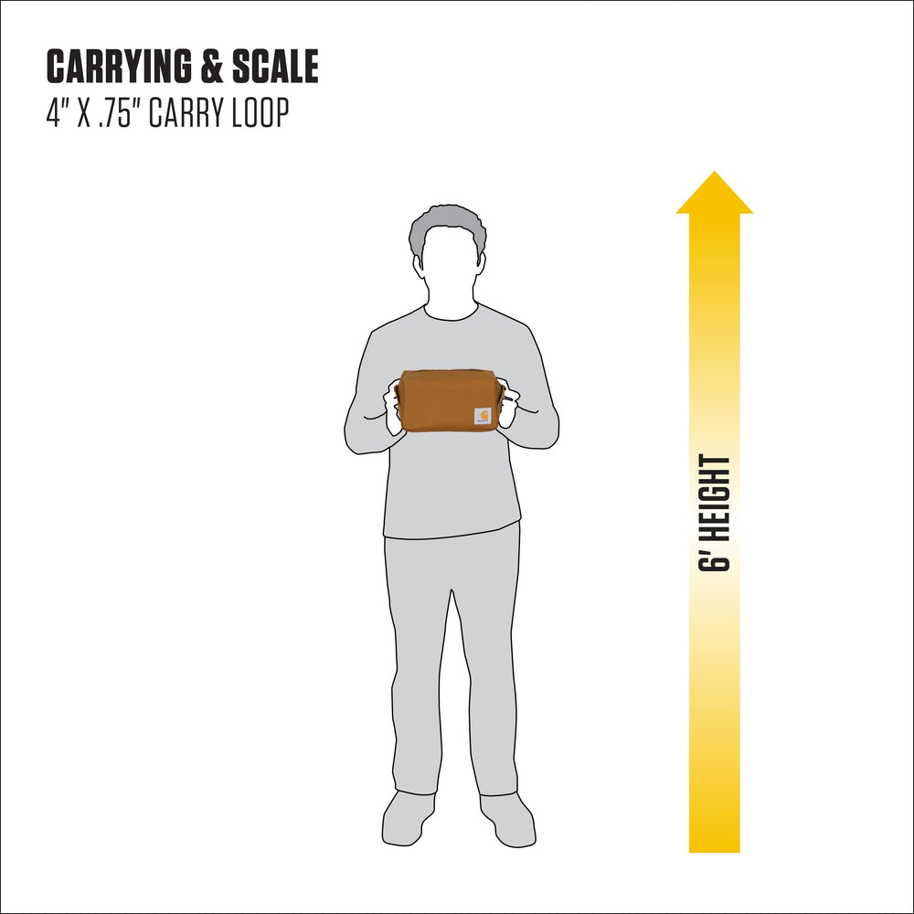 Carhartt kit beside full-size bottles showing true 9 inch capacity for travel essentials