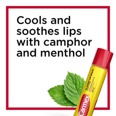 Carmex stick opened top view showing balm tip and easy glide