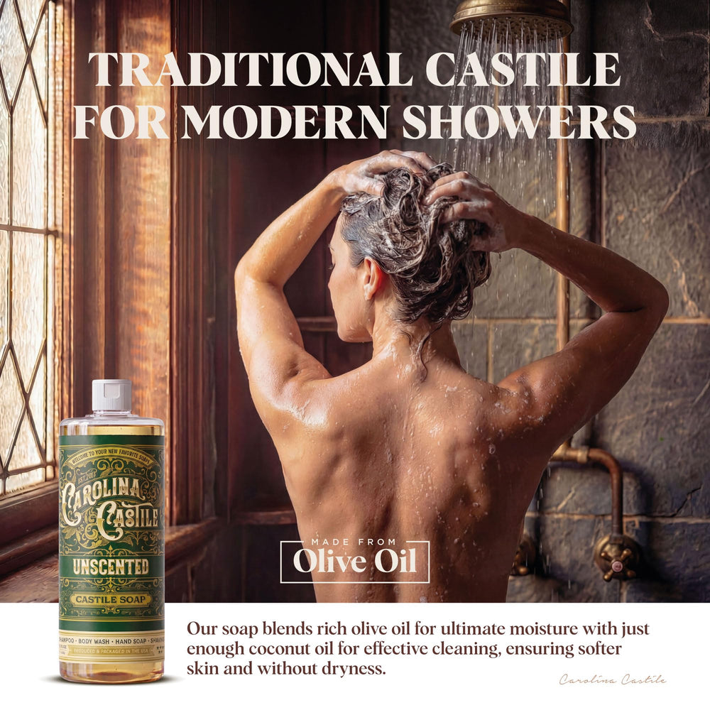 Carolina Castile Soap smaller refill bottles showing economical refill-and-save benefit