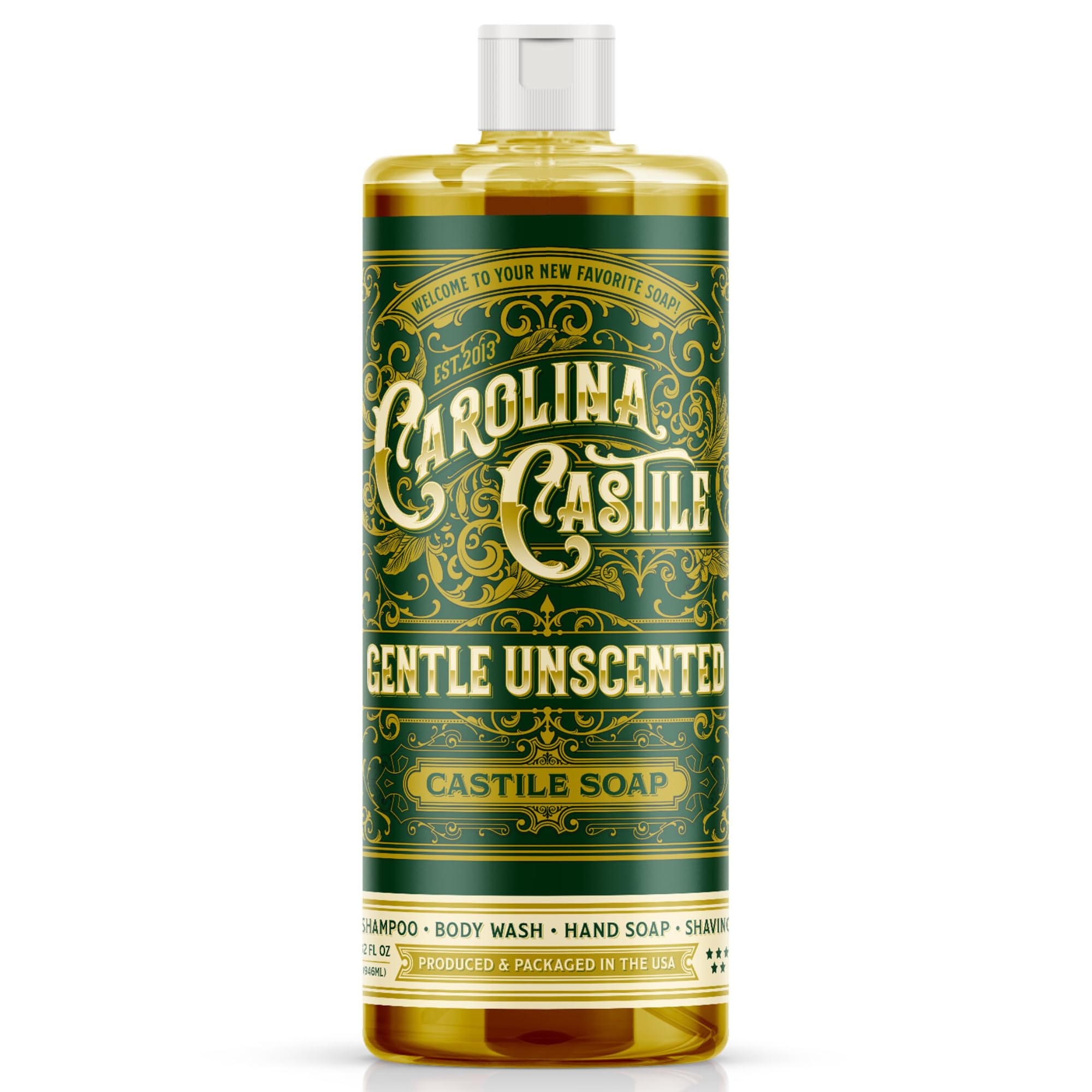 Carolina Castile Soap front label showing unscented, organic benefits