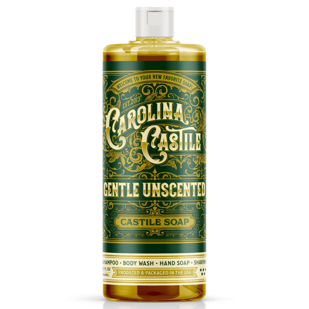 Carolina Castile Soap front label showing unscented, organic benefits