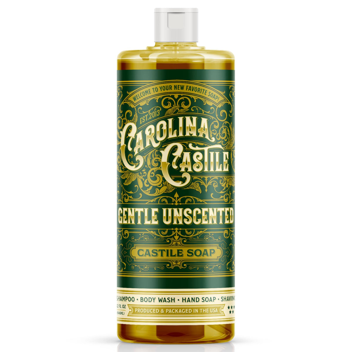 Carolina Castile Soap front label showing unscented, organic benefits