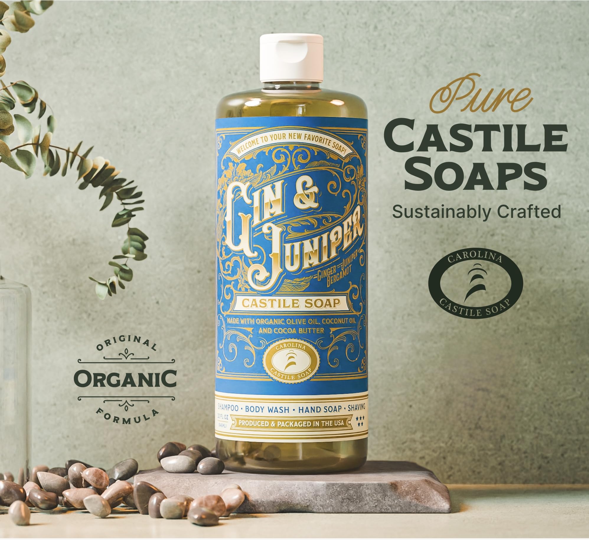 Close-up pouring Carolina Castile Soap highlights concentrated texture and easy dosing