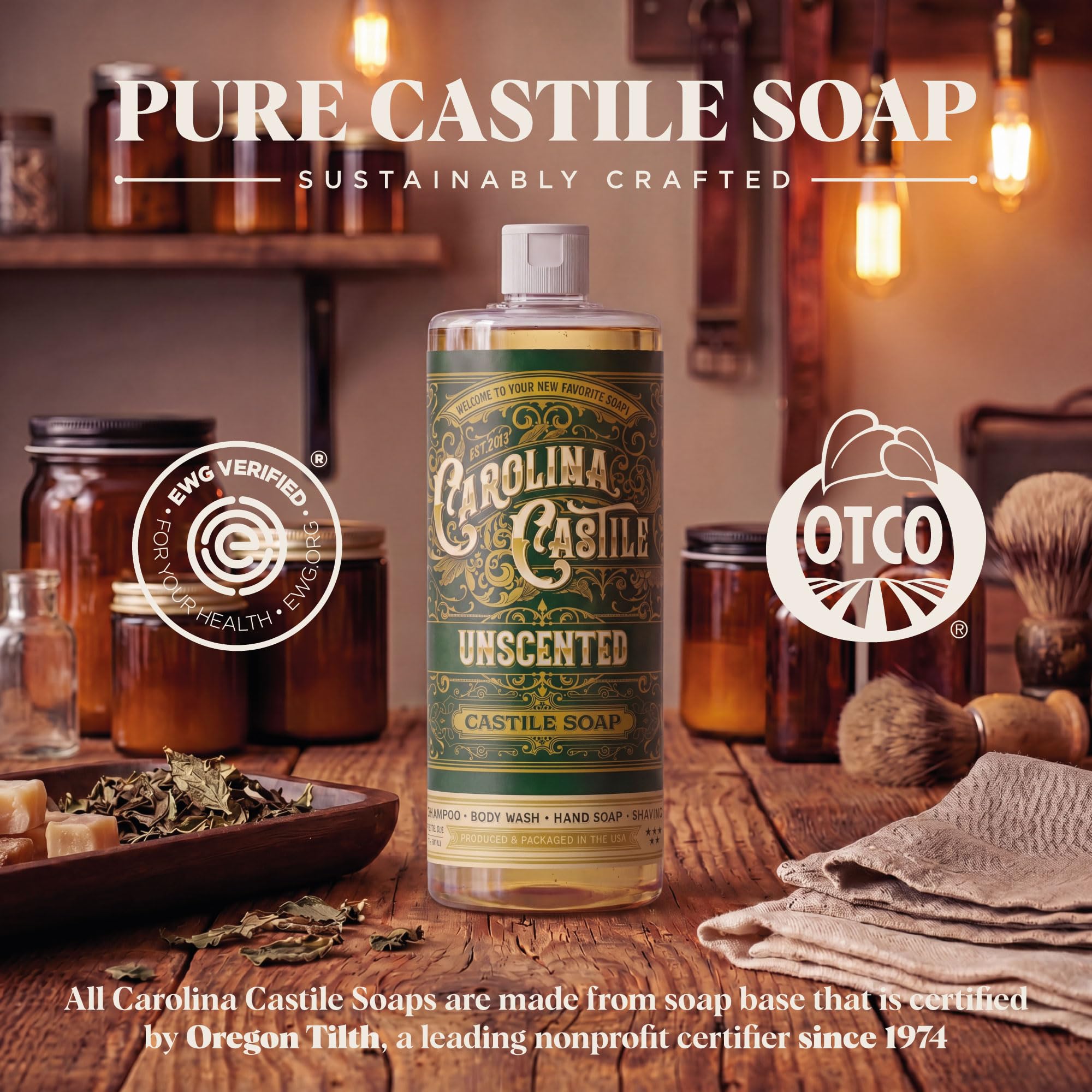 Carolina Castile Soap foamy lather on hand showing gentle cleansing