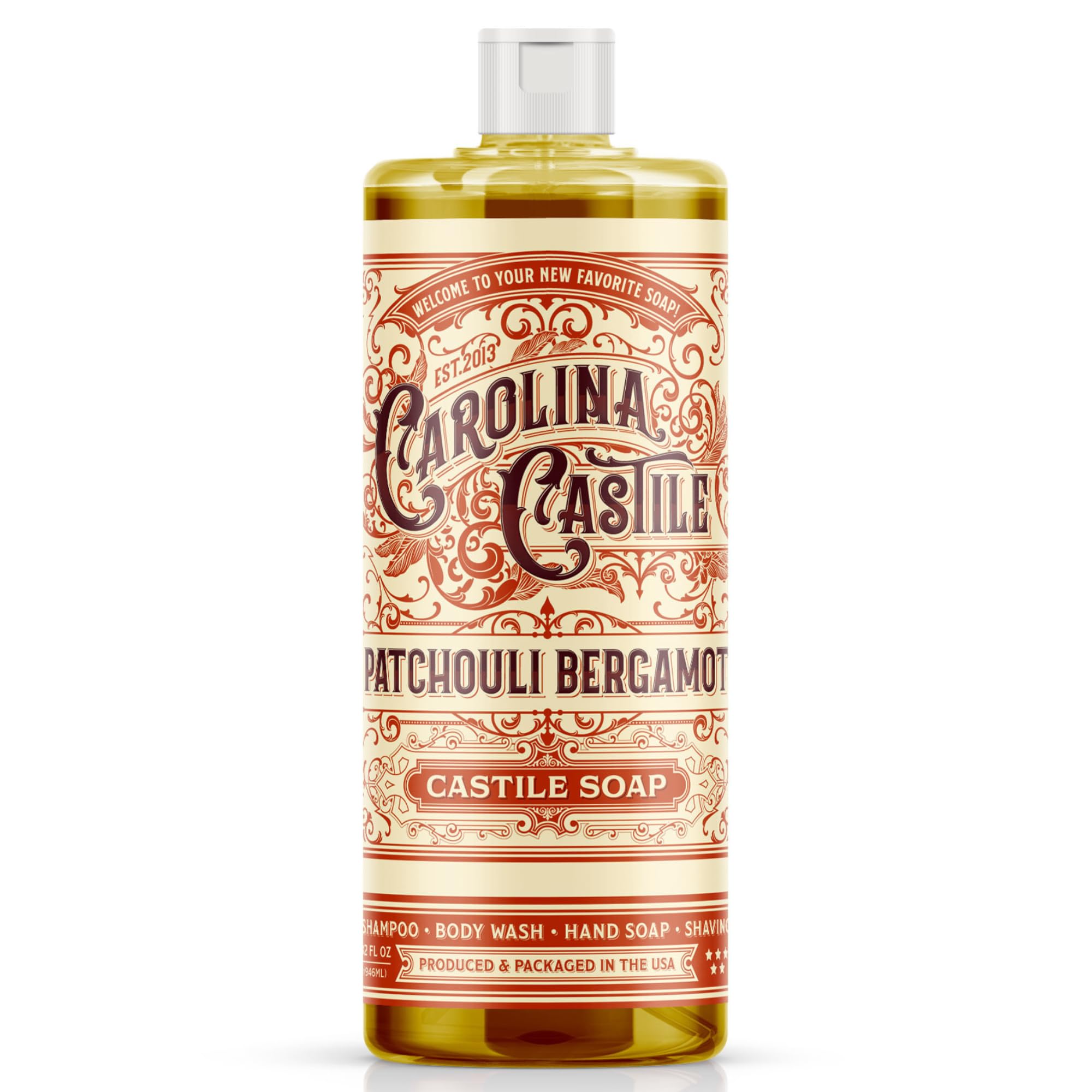 Carolina Castile Soap front bottle showing label and eco benefits