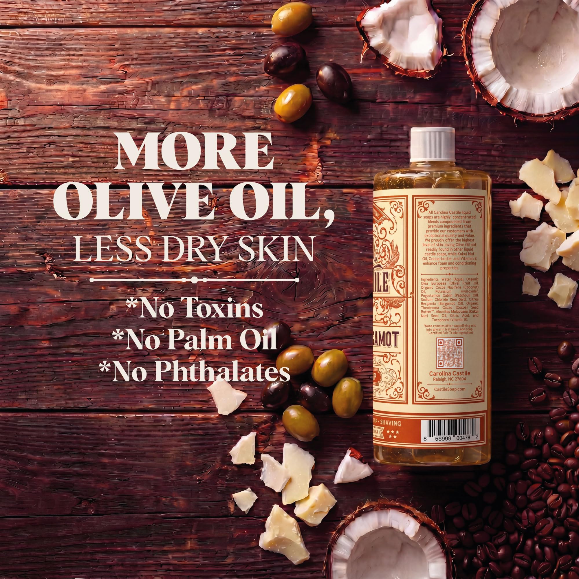 Carolina Castile Soap pouring into palm showing concentrated usage