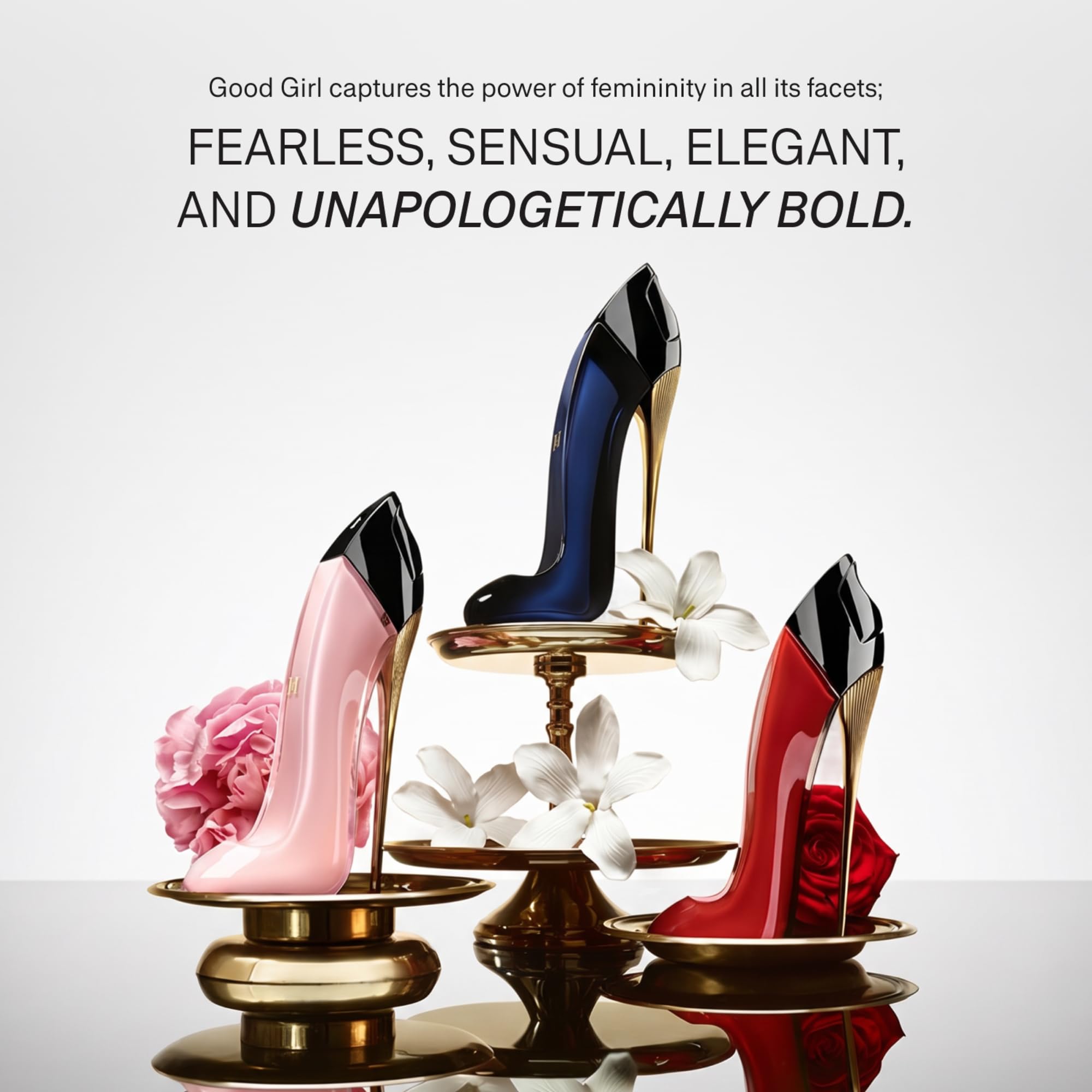 Carolina Herrera Good Girl bottle held in hand showing scale and everyday portability