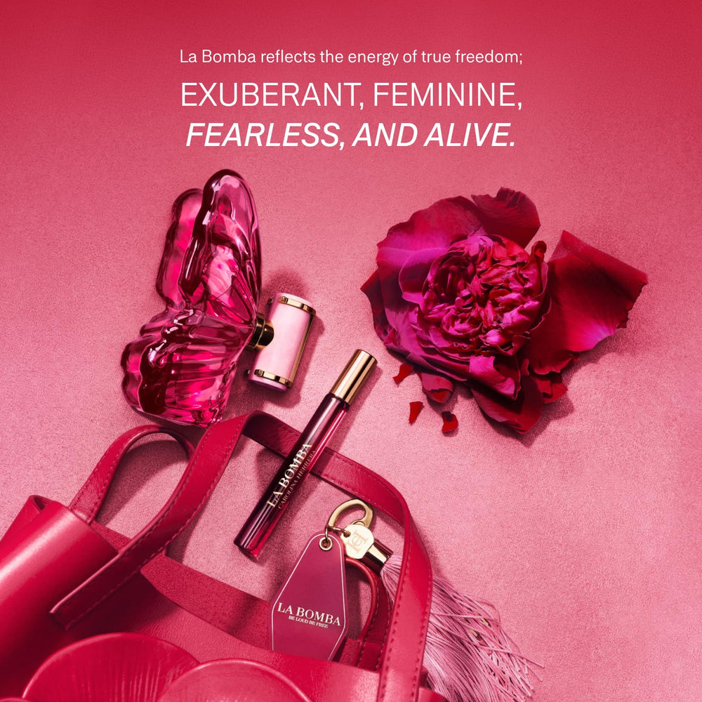 Carolina Herrera La Bomba packaging and label emphasizing designer presentation
