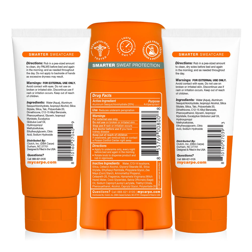 Carpe bundle staged with shoes and bag showing on-the-go sweat care