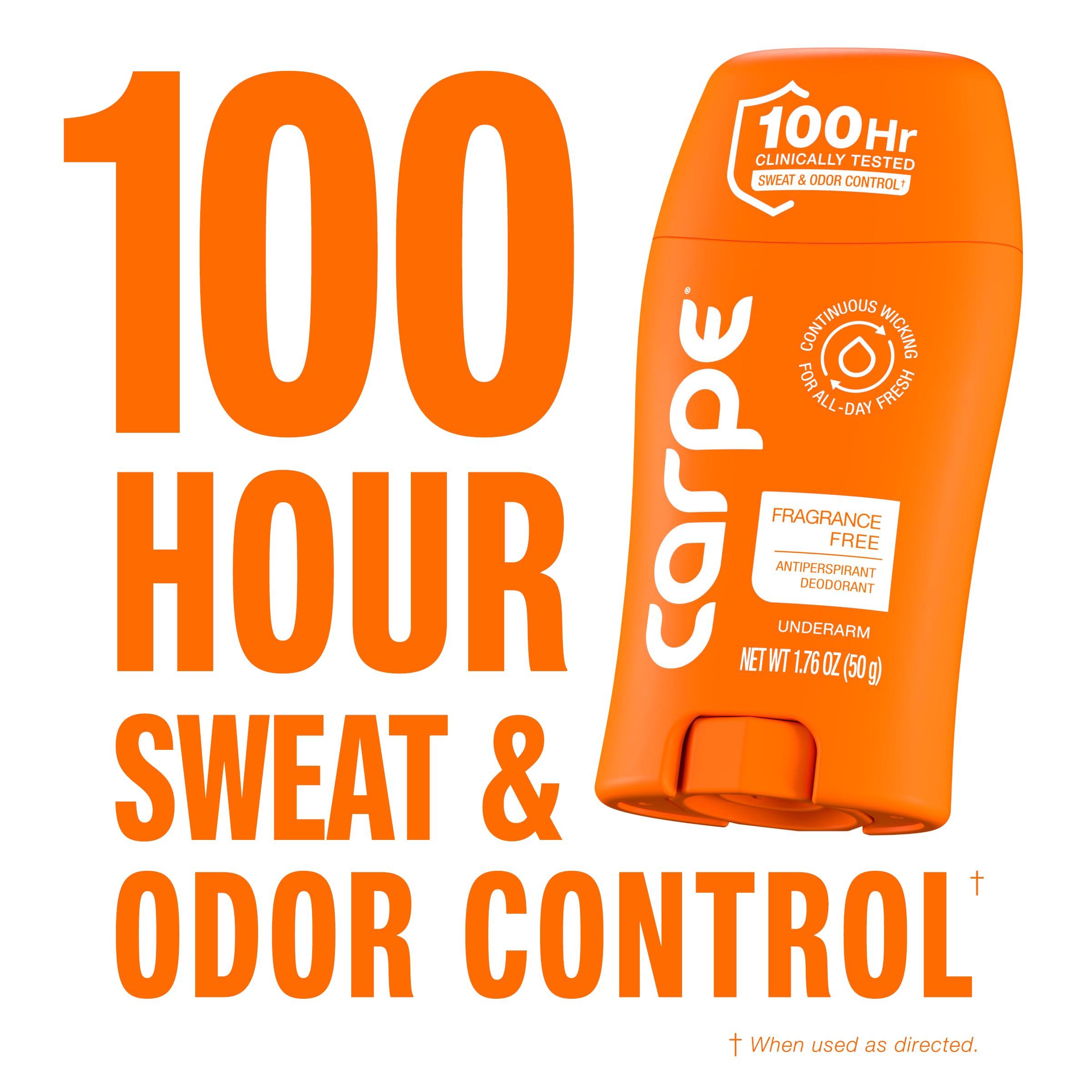 Carpe clear dry underarm detail showing residue-free finish benefit for clothing