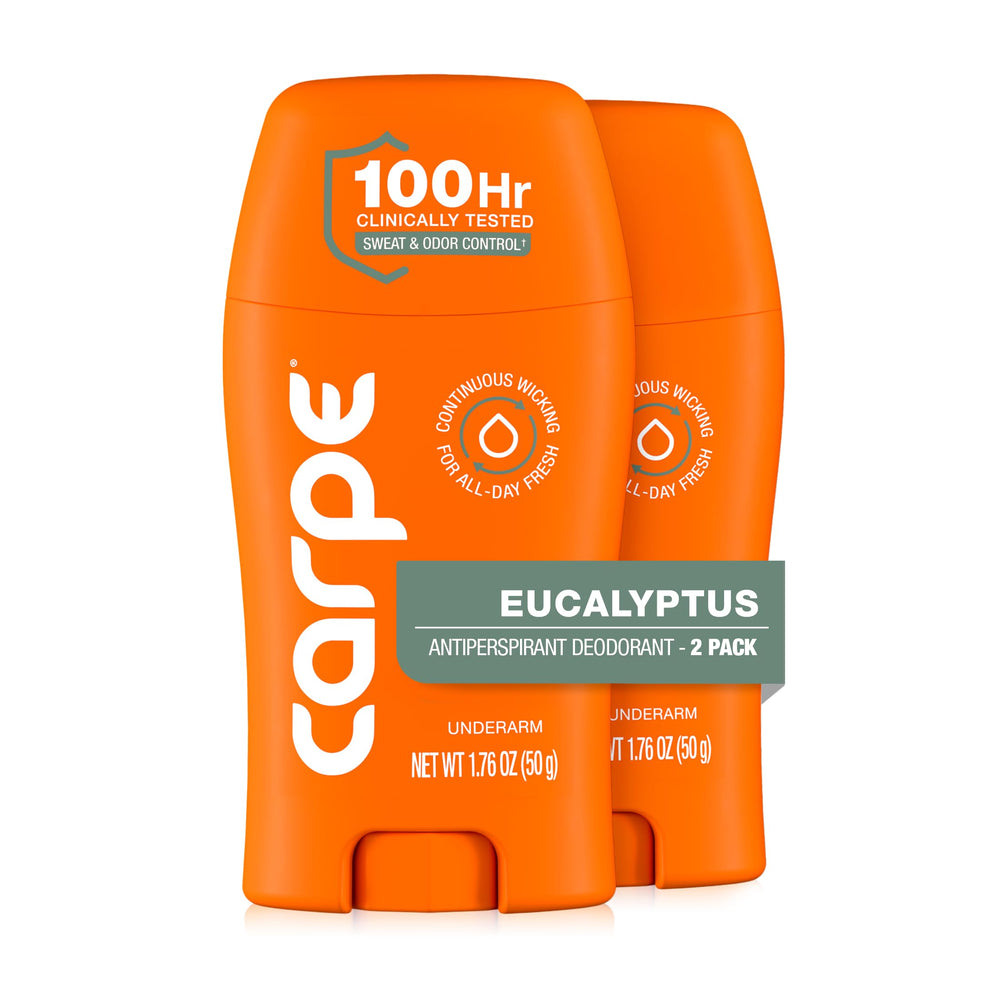 Carpe front packaging showing Eucalyptus scent and two-pack benefits