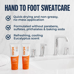 Carpe application on hands illustrating reduced sweat and confidence