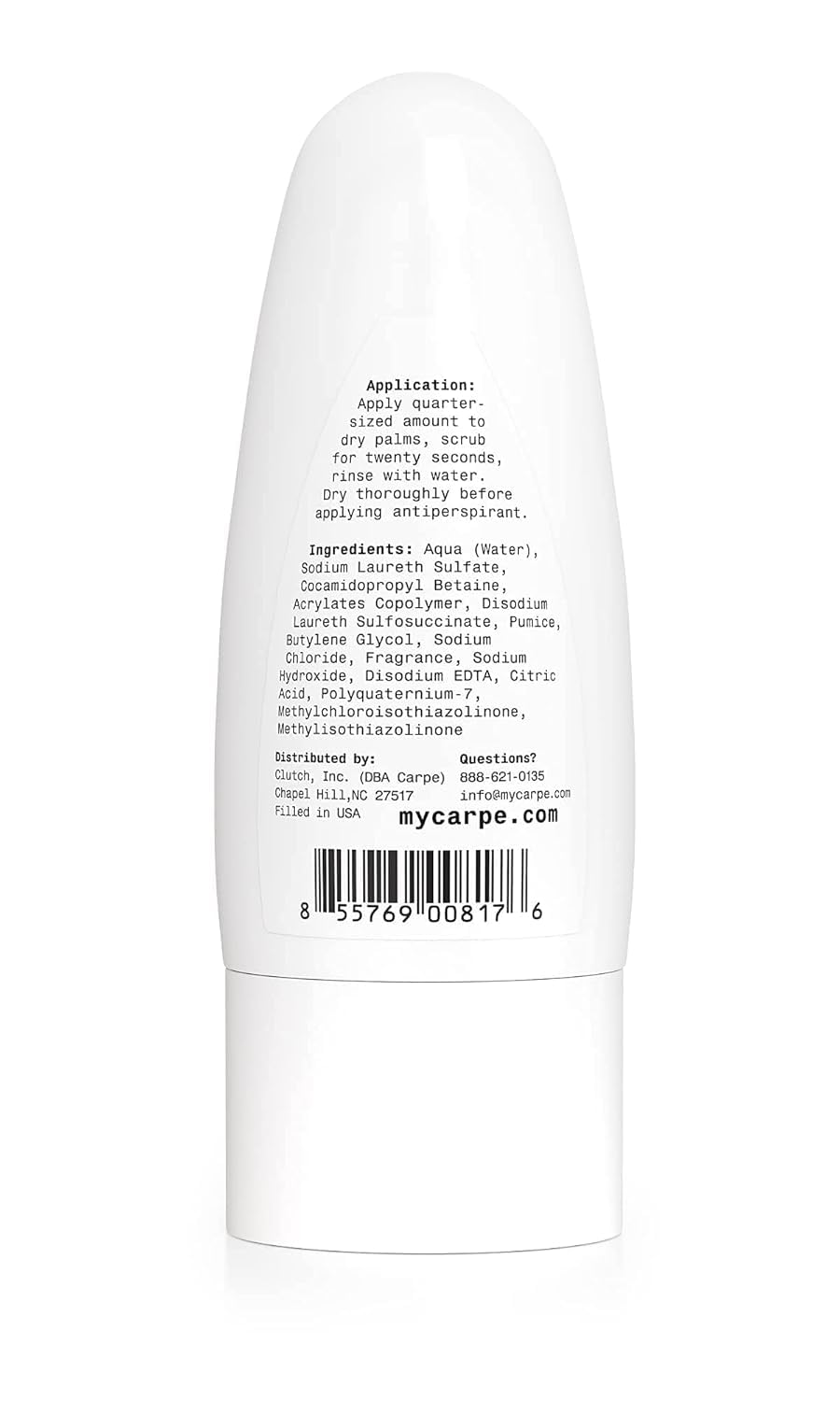 Carpe exfoliator used in shower showing fresh clean underarm benefit