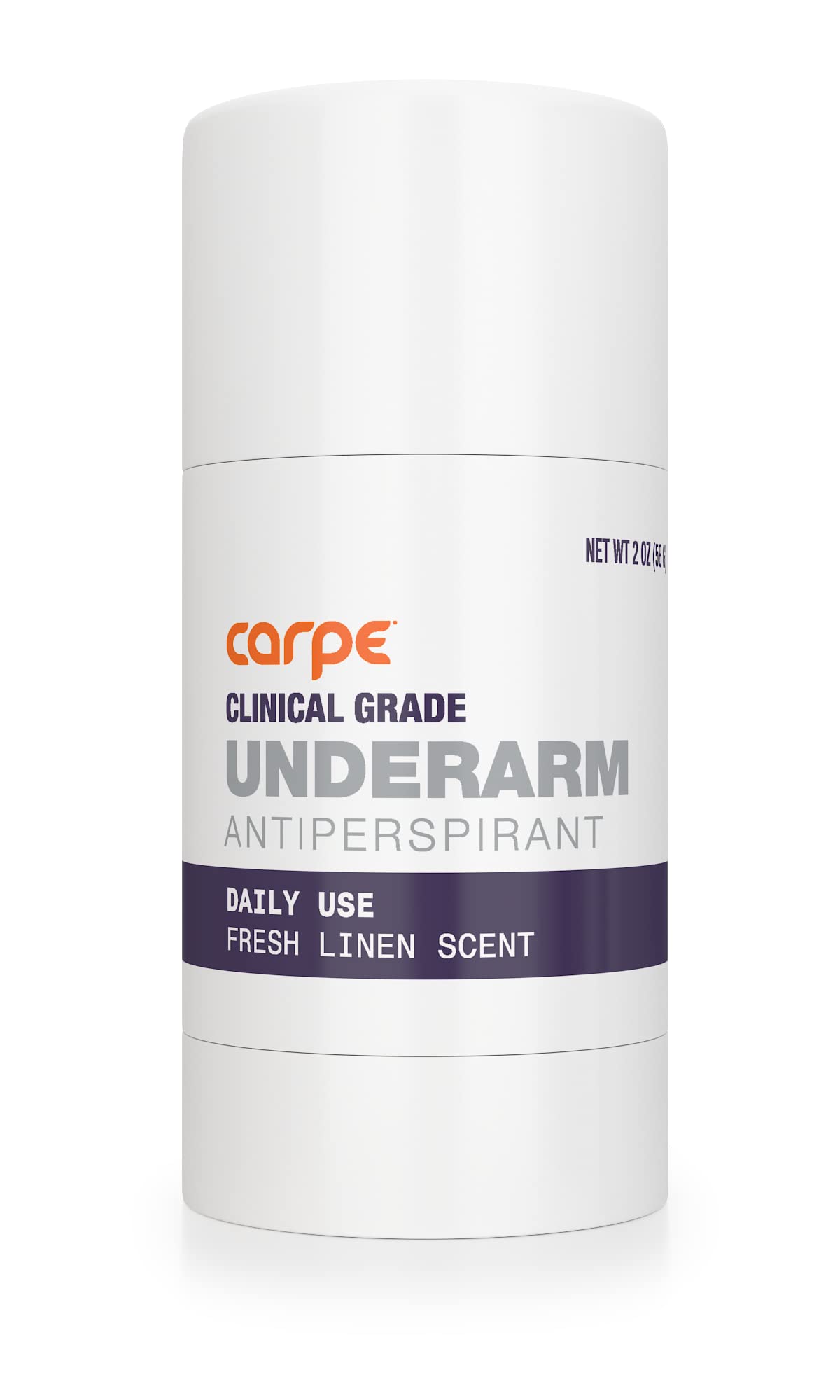 Carpe front packaging showing Fresh Linen stick and clear strength benefits