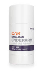 Carpe front packaging showing Fresh Linen stick and clear strength benefits