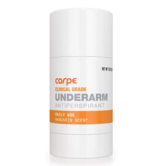 Carpe Mandarin stick front view showing compact clinical antiperspirant benefit