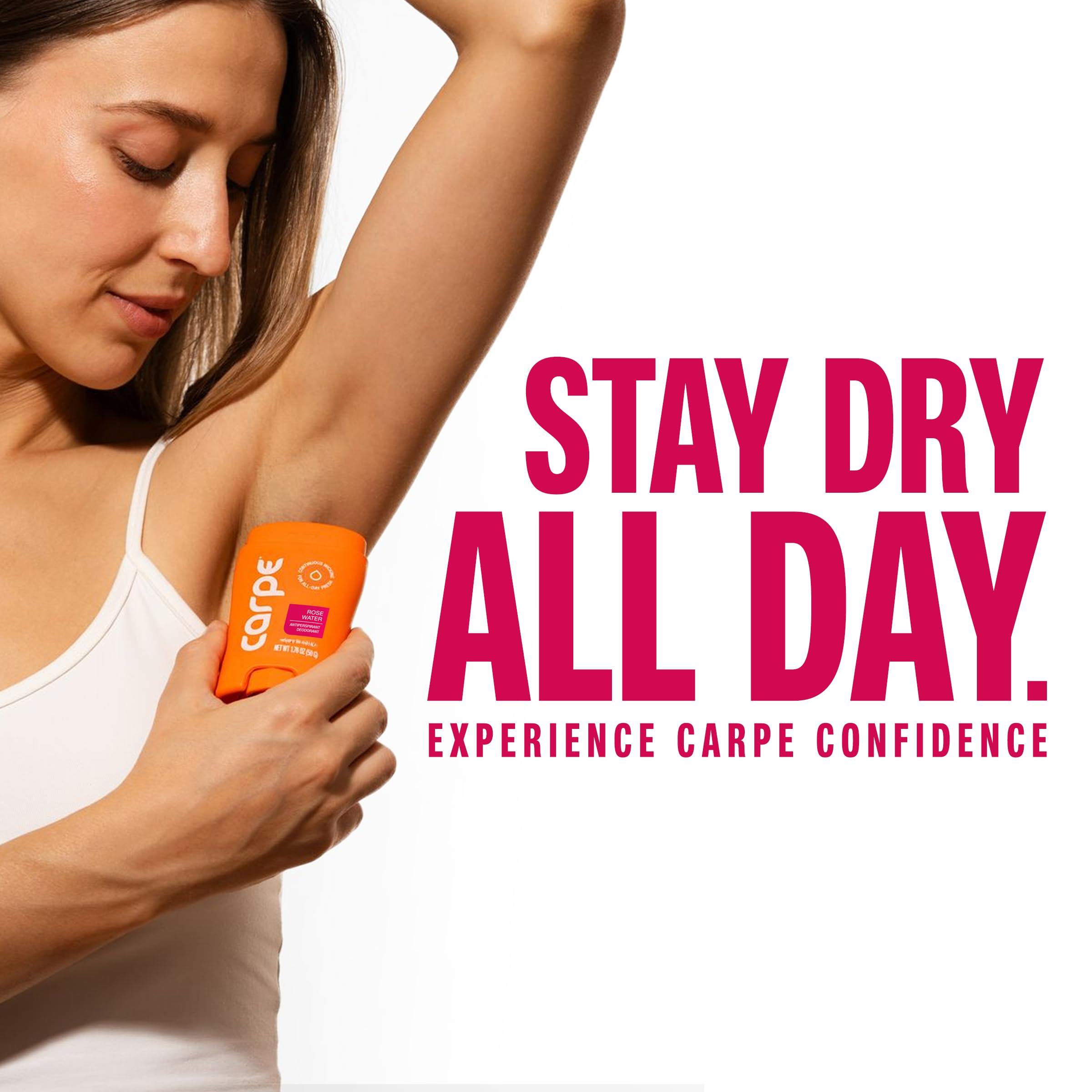 Carpe bottle on bathroom shelf showing daily routine compatibility benefit