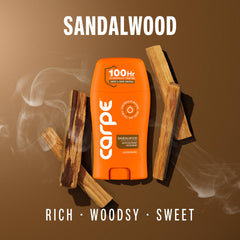 Carpe sandalwood dispenser closeup demonstrating smooth application