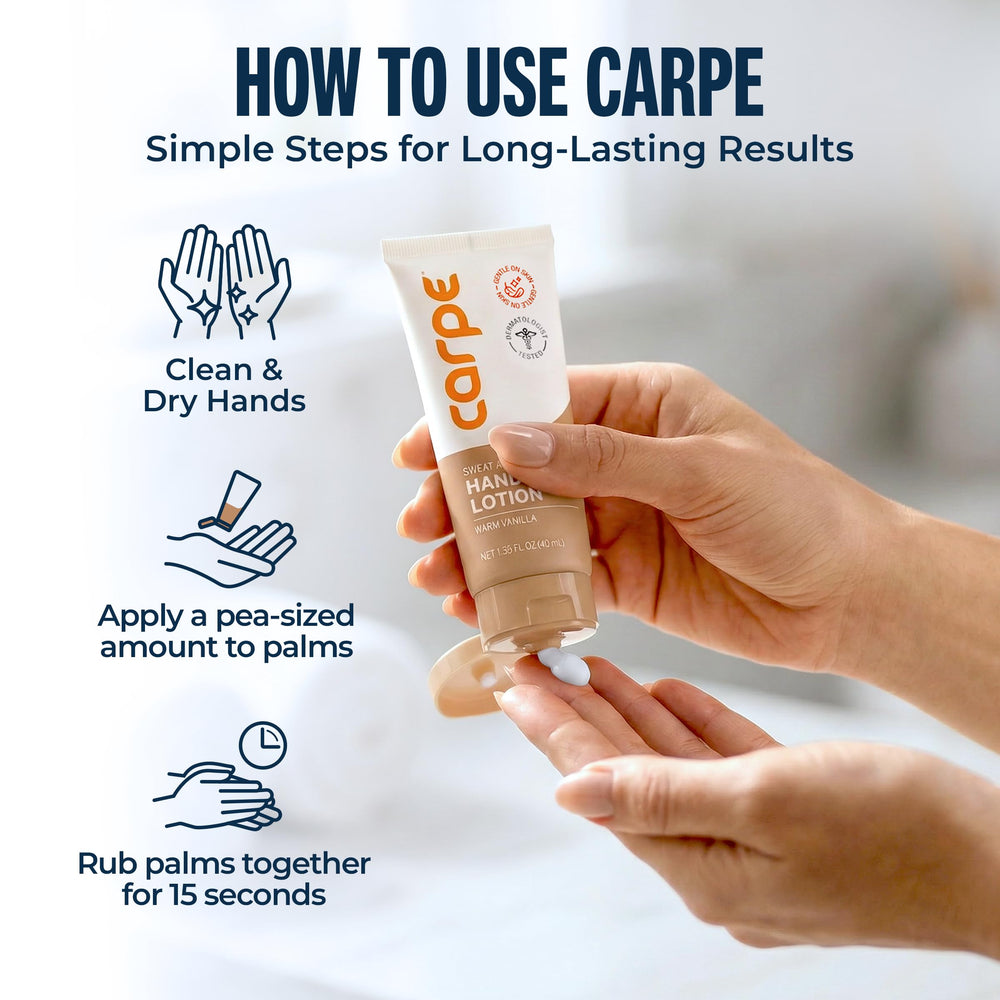 Carpe tube next to hand for size comparison and lasting supply