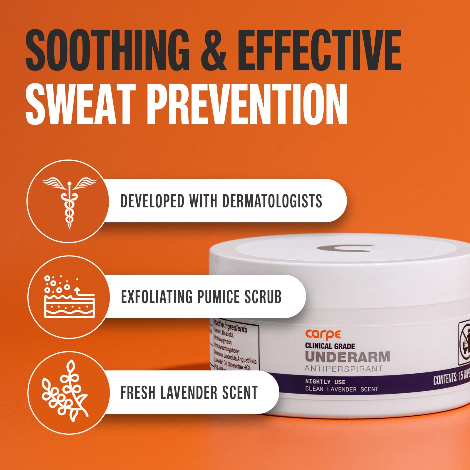 Carpe wipe texture close-up highlighting gentle, non-irritating formula