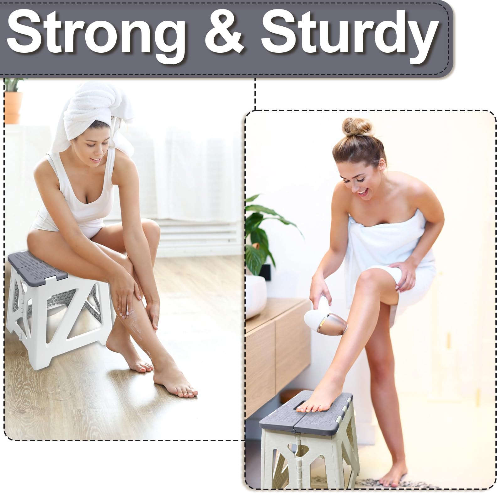 CarryEpic in-shower use with foot rested for safer leg shaving