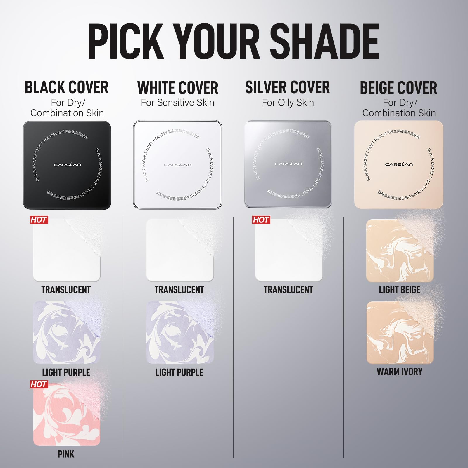 CARSLAN compact beside coin for scale highlighting portable makeup solution