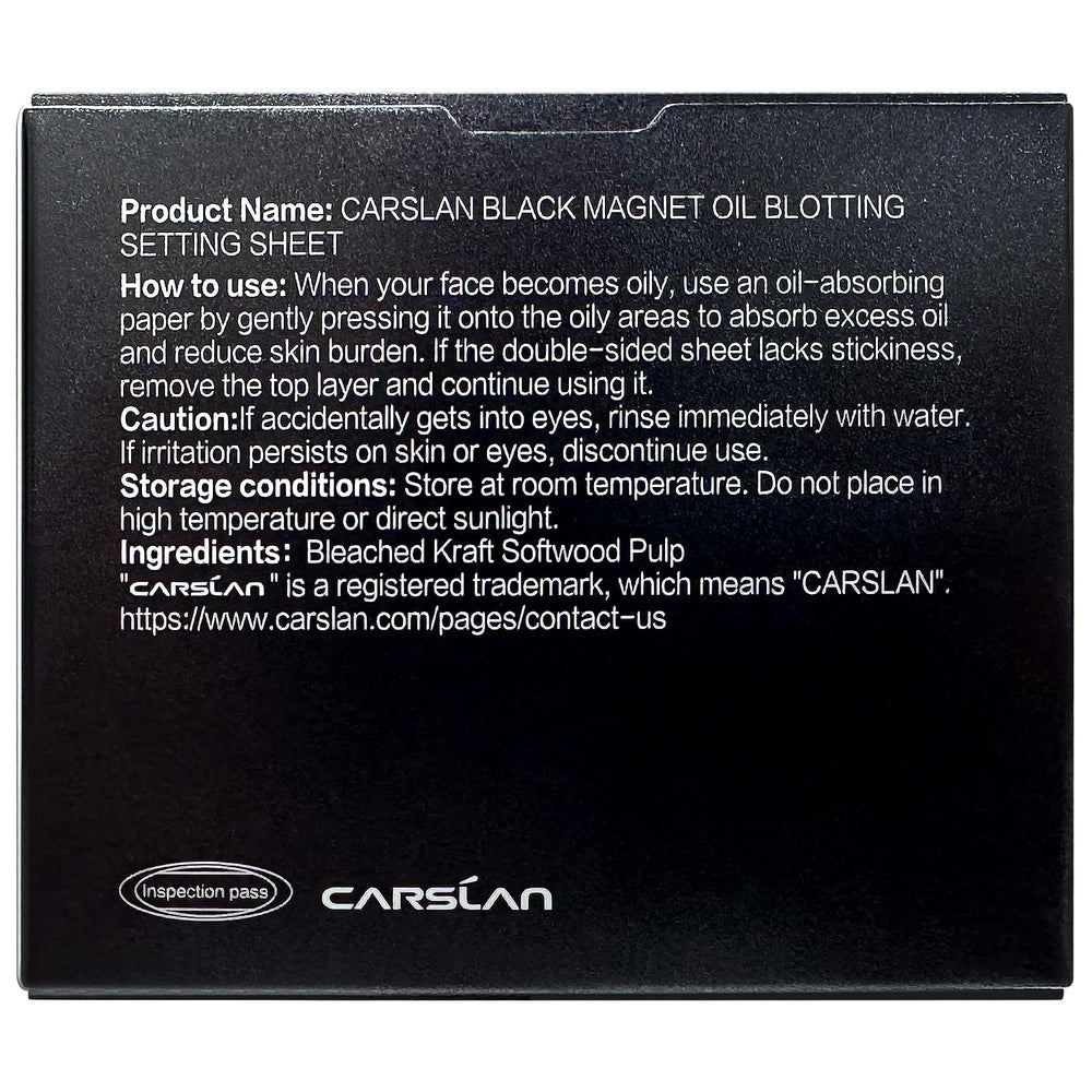 CARSLAN blotting sheet used on forehead quickly reducing visible shine
