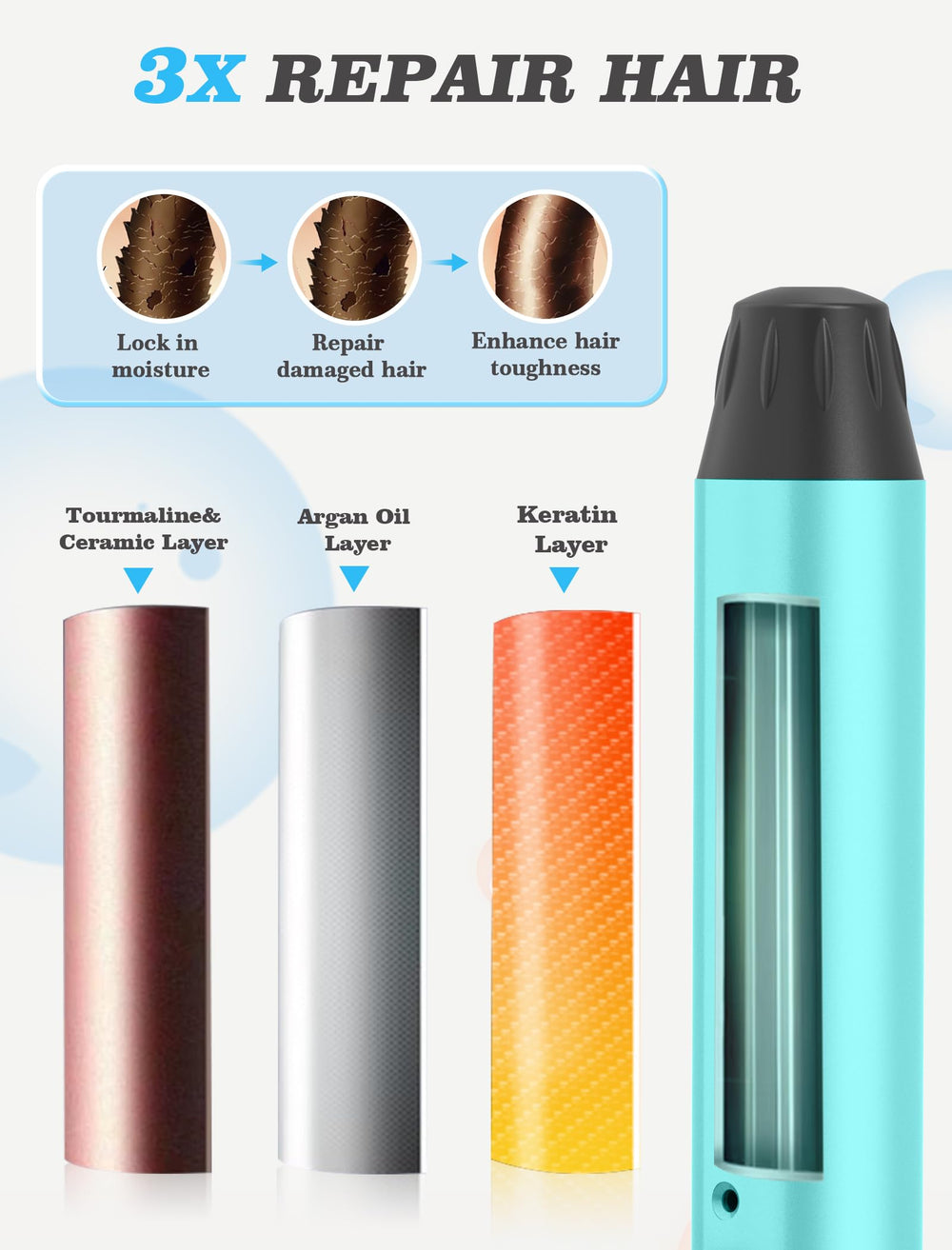 Casavok curling iron packed in a suitcase, ideal for travel convenience