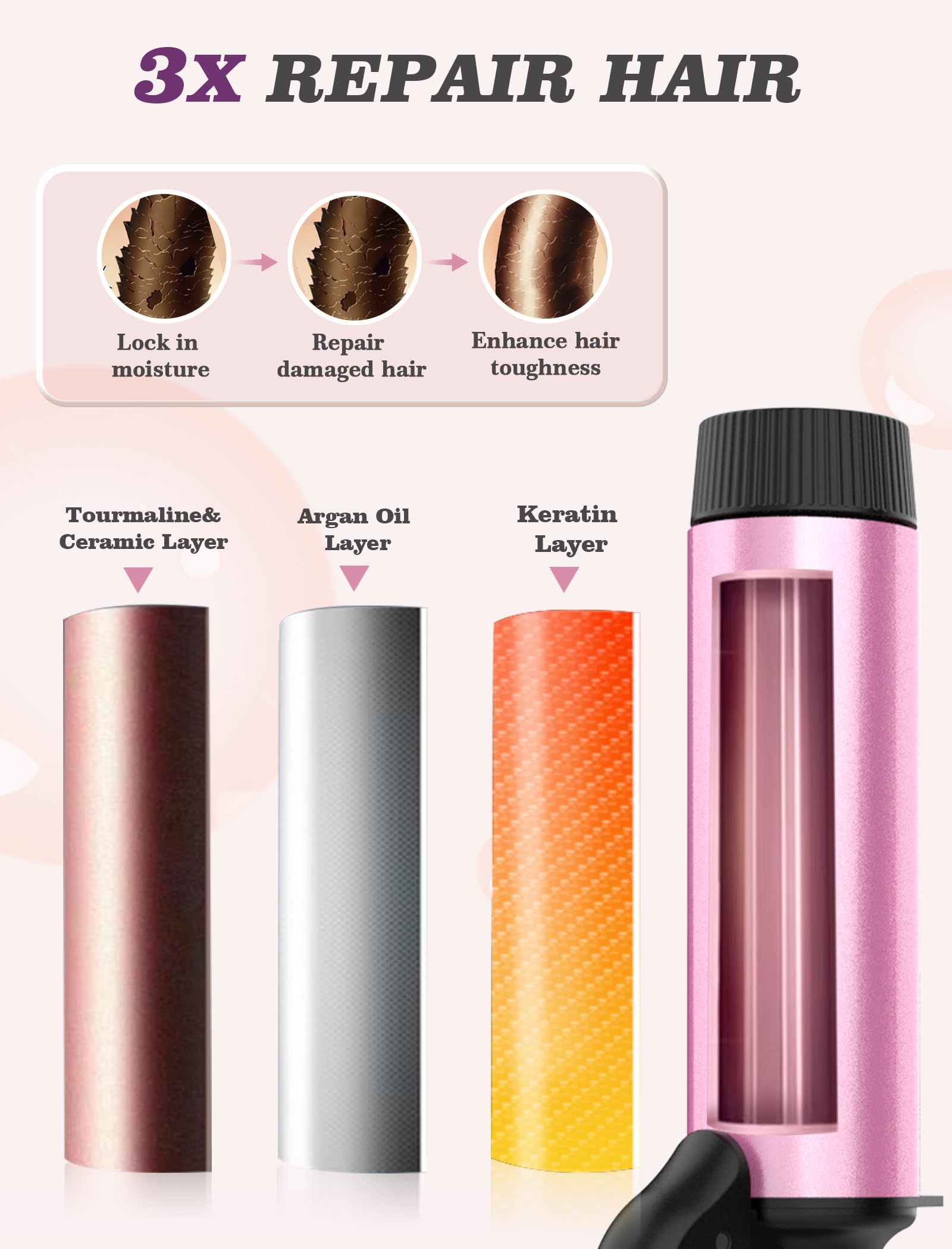Casavok curling iron creating loose beach waves on long hair for volume