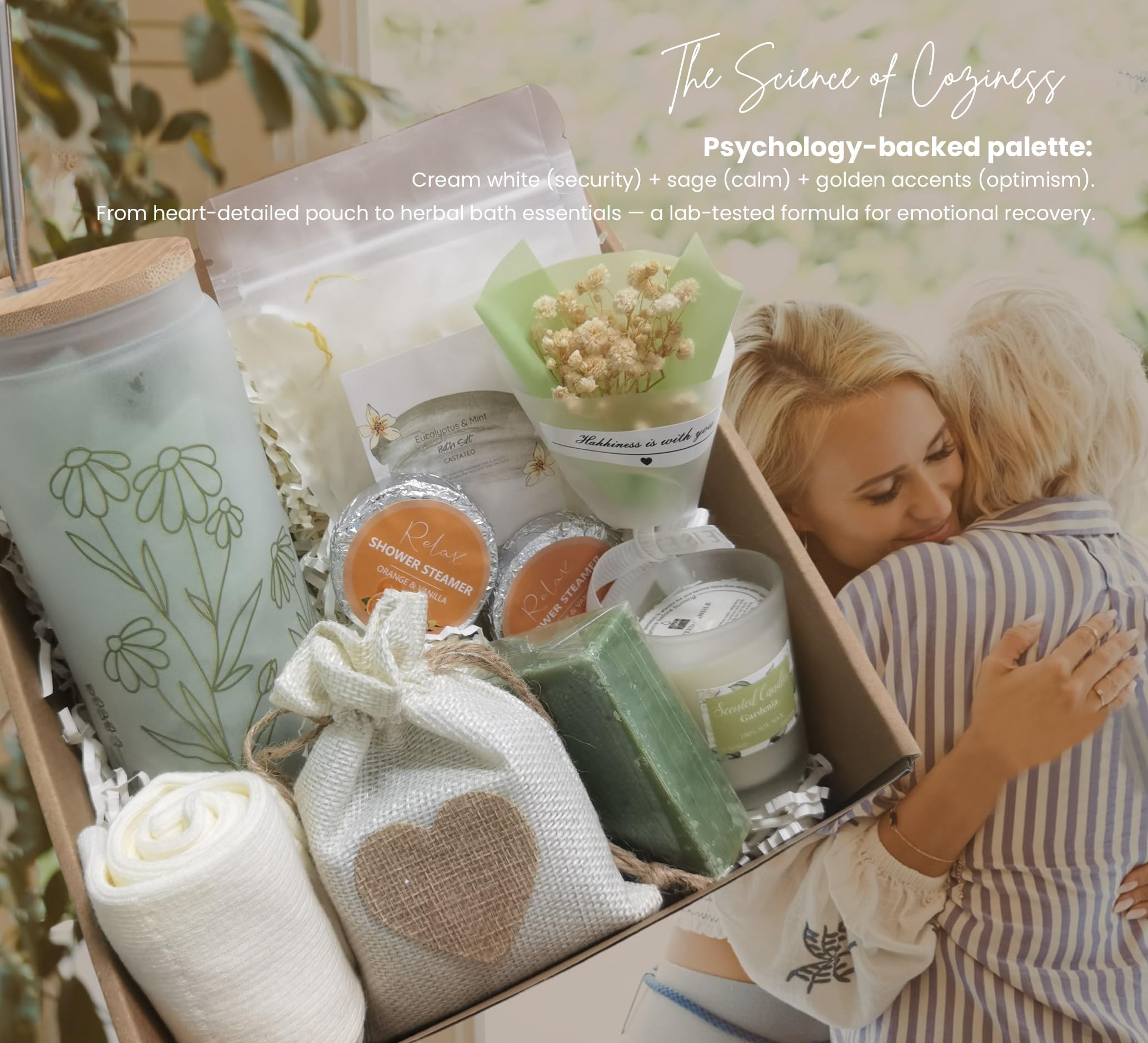 CASTATEO lifestyle image of hands giving the basket illustrating thoughtful, comforting gifting