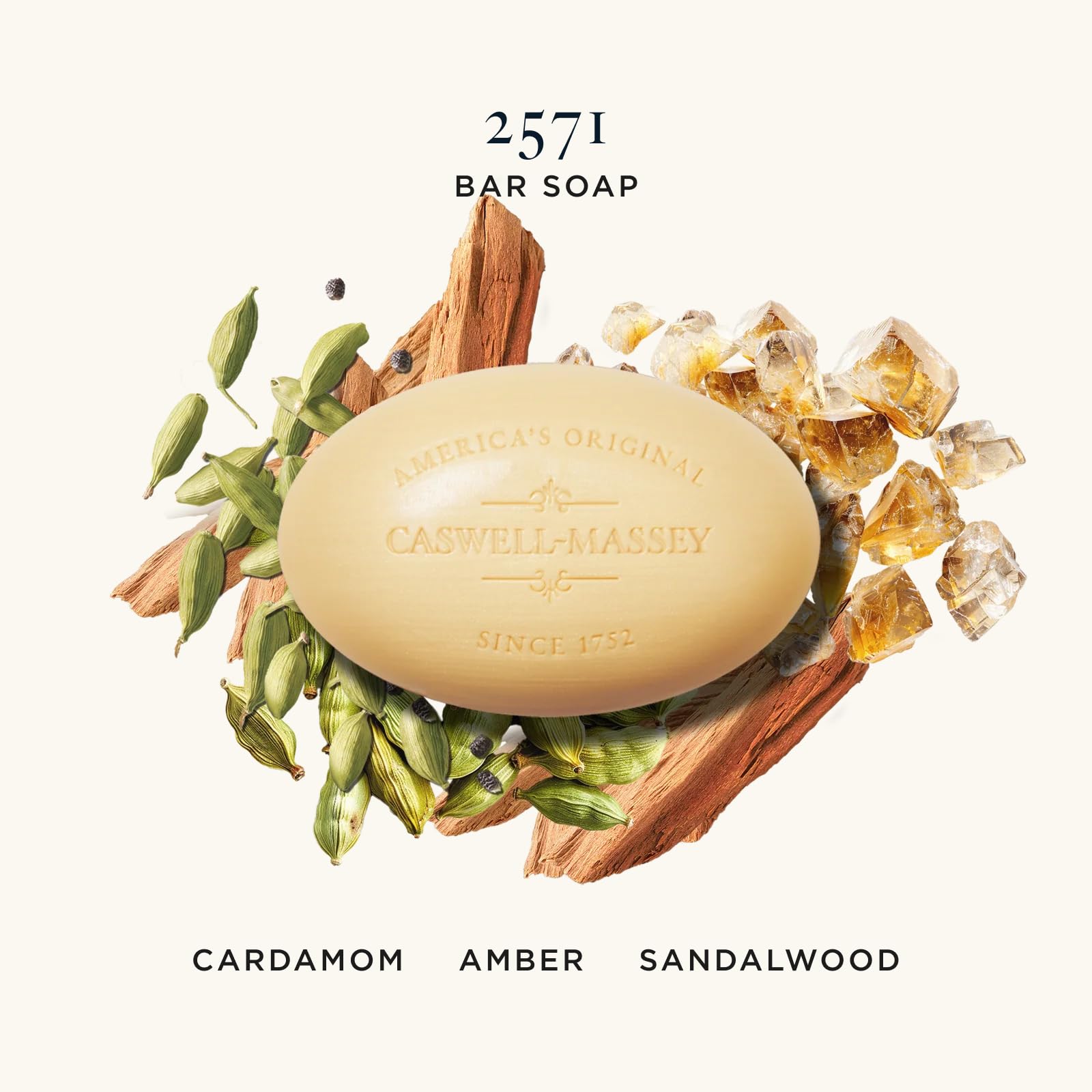 Caswell‑Massey 2571 bar close up texture highlighting dense triple‑milled lather