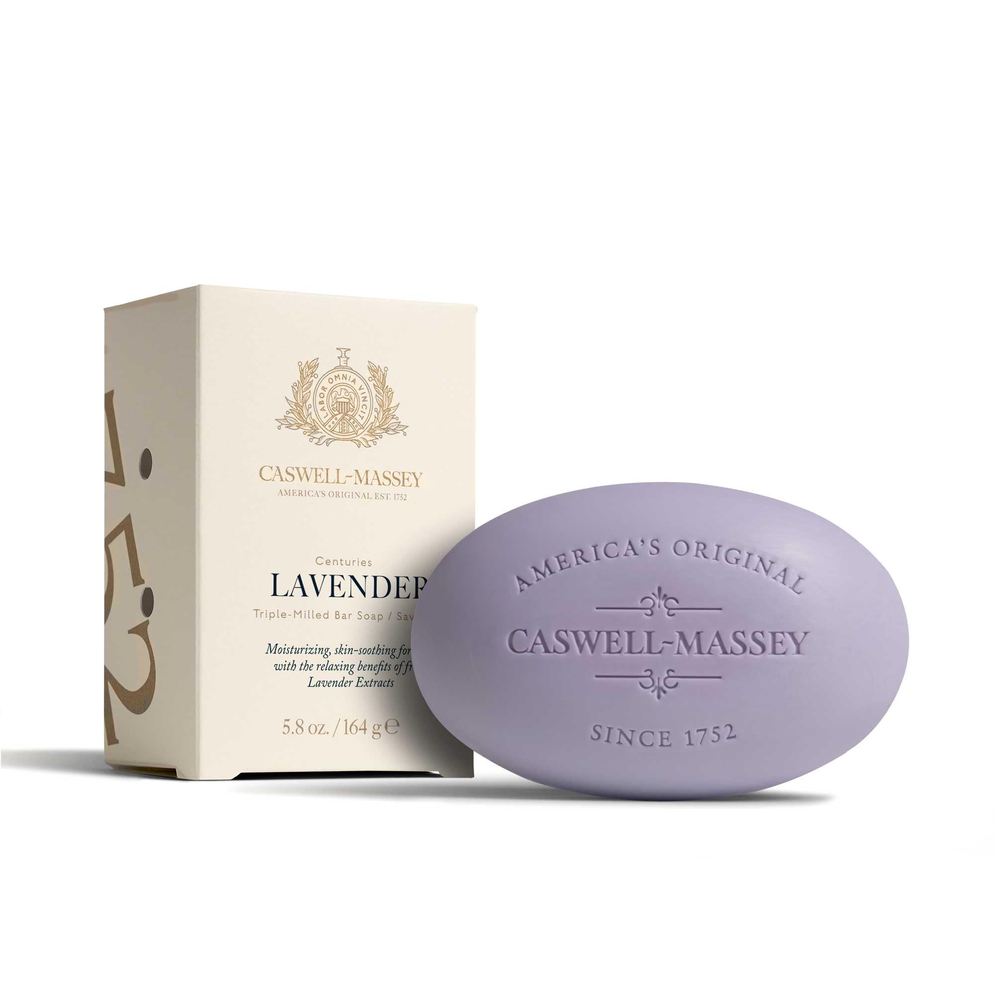 Caswell-Massey front packaging showing lavender bar and gift-ready appeal