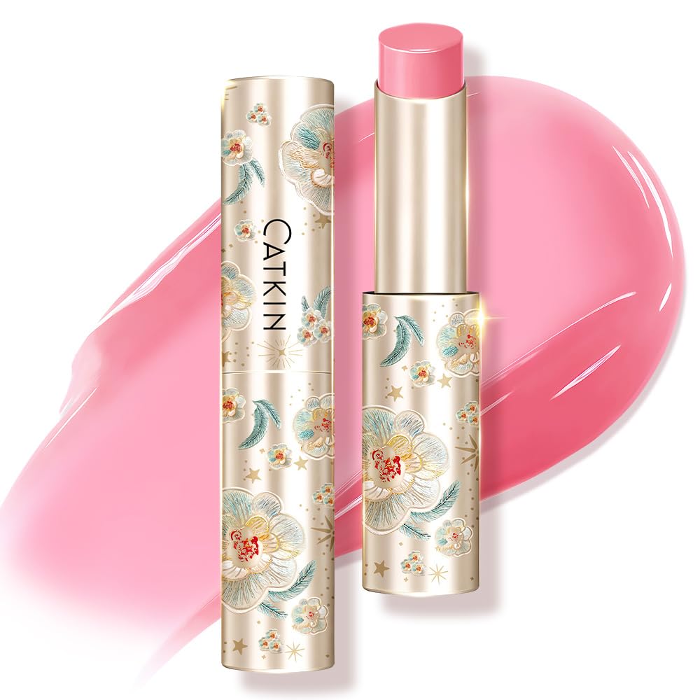 catkin front view of glossy lip balm packaging and color