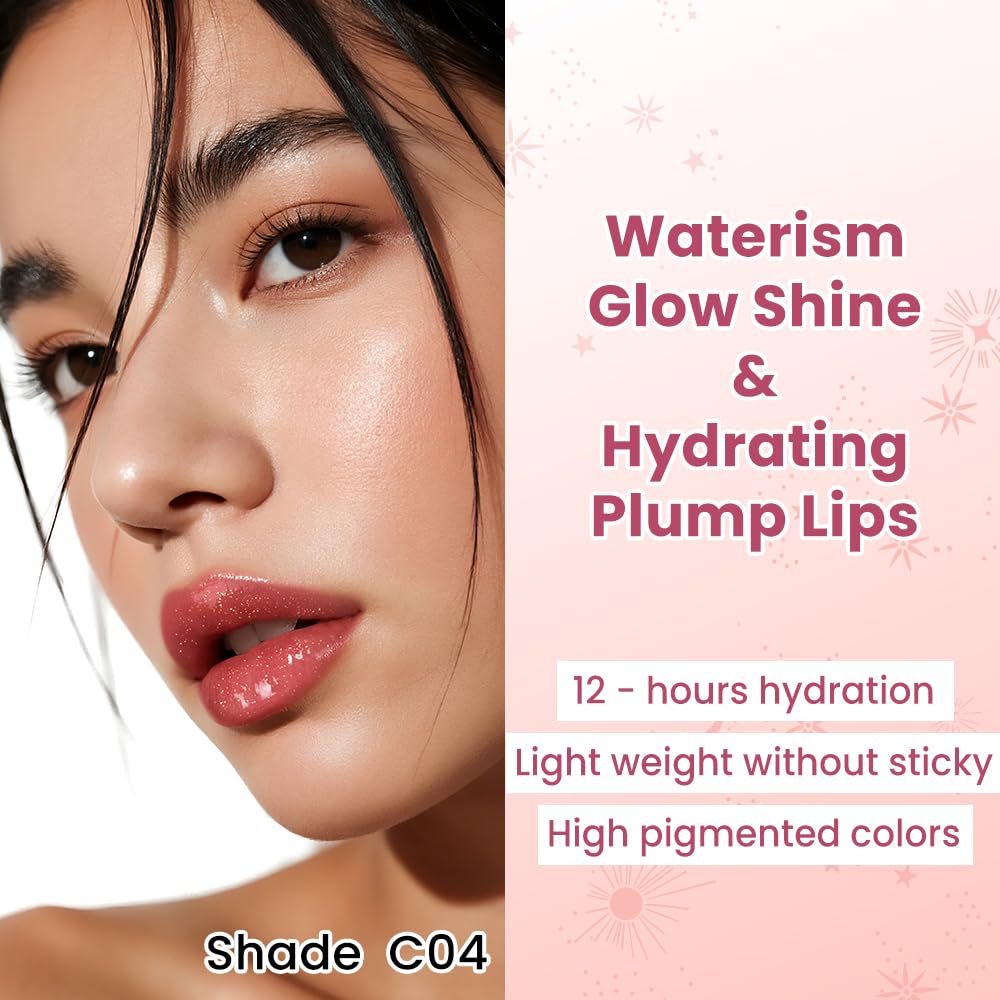 Catkin balm applied on lips showing dewy pink sheen and plumping effect