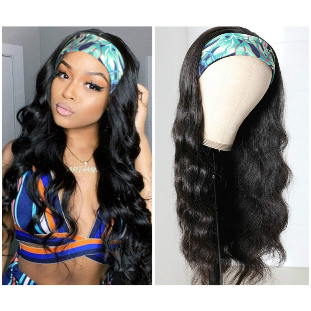 catti headband wig front view showing natural body wave and salon-ready finish